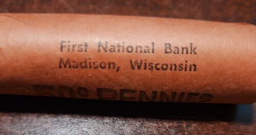 1954-D Lincoln Wheat Penny First National Bank of Madison WI - BU 50 rouleau de pièces