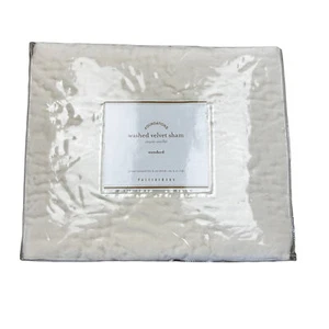Pottery Barn Washed Velvet Handcrafted Quilted Standard Sham Ivory New In Pack - Picture 1 of 9