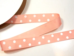 Orange Polka Dot Grosgrain Ribbon 7/8 inch x 5 yards Offray Coral Ice B54 - Picture 1 of 5