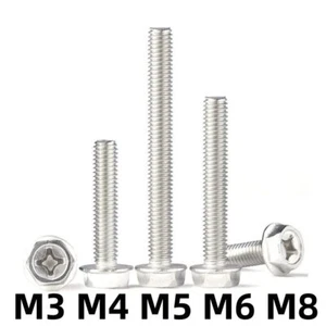 M3 M4 M5 M6 M8 Phillips Flanged Hexagon Bolts Hex Screws A2 Stainless Steel - Picture 1 of 14