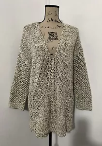 Suéter para mujer J. Jill tejido abierto túnica boho manga 3/4 grueso cuello en V talla L - Imagen 1 de 7