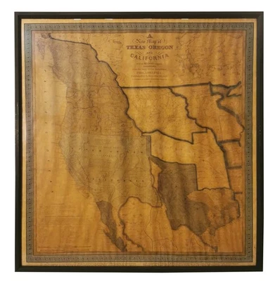 RARE 1846 TEXAS, OREGON & CALIFORNIA MITCHELL MAP, 1959 TILLIMOOK MUSEUM REPRINT - Image 1 of 4