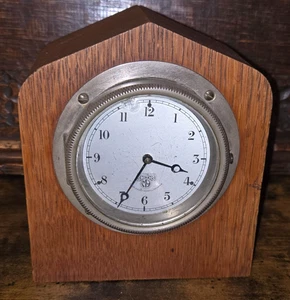 Vintage Smiths Classic Car Hinged Clock In Heavy Wooden Case Art Deco Runs Well - Picture 1 of 8