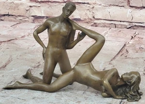 100% BRONZE EROTIC SCULPTURE NUDE ART STATUE HAND MADE ARTWORK LOST WAX METHOD - Picture 1 of 10
