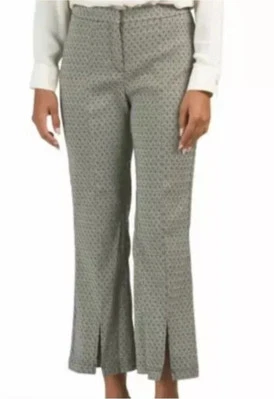 Pantalones Nanette Lepore Dorado/Muy Negro "Rich Romantics" Dobladillo Abertura Multi Talla 8 Foto 1 de 4