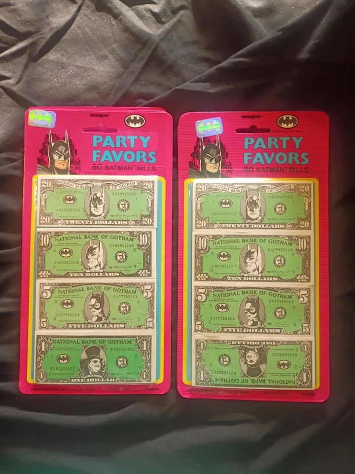 Vintage 1991 Único Fiesta Favores 80 Batman DC Comics Fiesta de Cumpleaños Favores Nuevo de Lote Antiguo Foto 1 de 4
