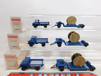 3x wiking H0 1:87 26 502/1 Unimog 1700 With Low Loader Siemens Mint + Box # - Image 1 of 4