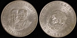1960 Mexico 10 Pesos KM# 476 - 150th Anniversary - War of Independence - Unc - Picture 1 of 3