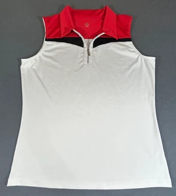 Tail Women's Top Golf Sleeveless 1/4 Zip Red White Pickleball Tennis Size XL - Image 1 of 4