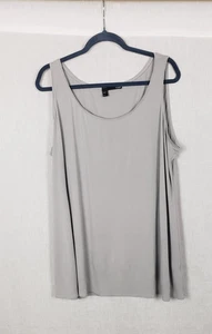 Eileen Fisher Tank Top 1X Gray 100% Silk Sleeveless Jersey Shell Casual Minimal - Picture 1 of 8
