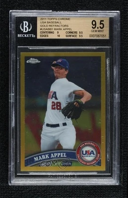 2011 Topps 铬金折射器 /50 Mark Appel #USABB1 BGS 9.5 宝石完好 — 第 1/2 张图片