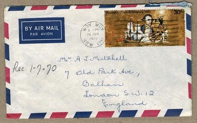 Australia 1970 Pequeño cocinero en cubierta Woy Woy a Reino Unido GB Foto 1 de 2