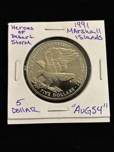 1991 Marshall Islands $5 Commemorative Heroes Of Desert Storm “aug54” - Picture 1 of 24