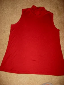 Womens NWOT Dk Red CROFT & BARROW Stretch Turtleneck Sleeveless Tank Top 2X Plus - Picture 1 of 1