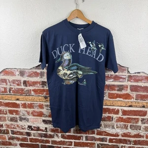 Vintage Duck Head Shirt Mens Large Navy Duck Graphic Single Stitch Made USA 90s - Picture 1 of 8