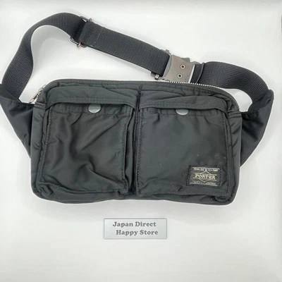 Bolsa de cintura PORTER Yoshida Tanker preta mini unissex usada no Japão - Imagem 1 de 4