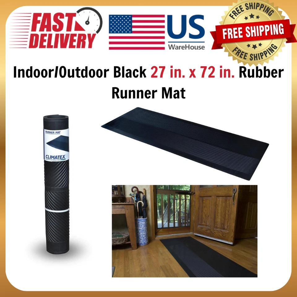 ClimaTex 9A11027C6 27" X 6' Rubber Runner Mat Black
