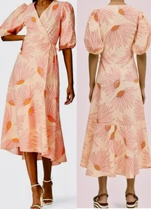Kate Spade 100% Cotton Falling Flower Wrap Dress in Light Guava Juice Size 0 - Picture 1 of 9