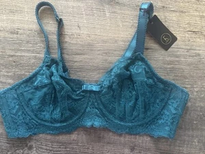 Reggiseno Demi Sfoderato Nuovo con etichette Fox & Royal Teal Blu Pizzo Taglia 40C Emma - Foto 1 di 4