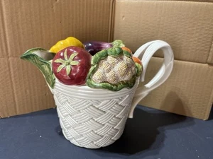 Jarra de cerámica tejida canasta de jardín vegetal vintage Fitz and Floyd excelente estado - Imagen 1 de 4