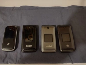 Lot Of 4 Used Alcatel Flip Cellphones Cricket And At&T Model 40440 4044t 4044c - Picture 1 of 12