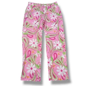 Vintage Lilly Pulitzer Capri Pants Women 4 Pink Paisley Daisy Butterfly Cotton - Picture 1 of 8