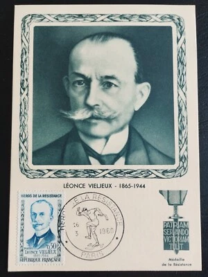 Carte Premier jour Oblitéré Paris Timbre Léon Vieljeux 1960 N° 1251 - Photo 1/2