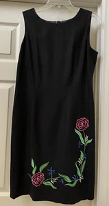 John Roberts Black Sleeveless Knee Length Lined Pencil Sheath Dress Sz. 8 - Picture 1 of 9