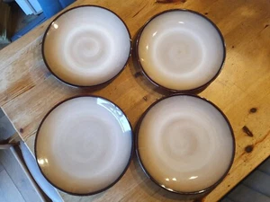 SANGO 'Nova Brown 4933' Brown Glossy Stoneware Dinner Plates 28.5cm Diameter - Picture 1 of 5