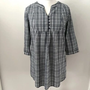 SEASALT Size 12 Soft Putty Tunic Top Navy Blue & Ecru Check 100% Cotton BNWT - Picture 1 of 14