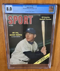 Revista SPORT 1956 Mantle 2da Cubierta Quiosco CGC 8.0 Cuatro Superior POP 4 - Imagen 1 de 1