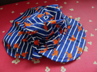 Sun hat.1-2years.JoJo Maman Bebe.Blue & orange. Striped. Crab design.VGC.**