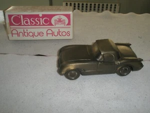 1953 CORVETTE Banthrico coin bank gold tone metal w/box 1970's - Picture 1 of 12