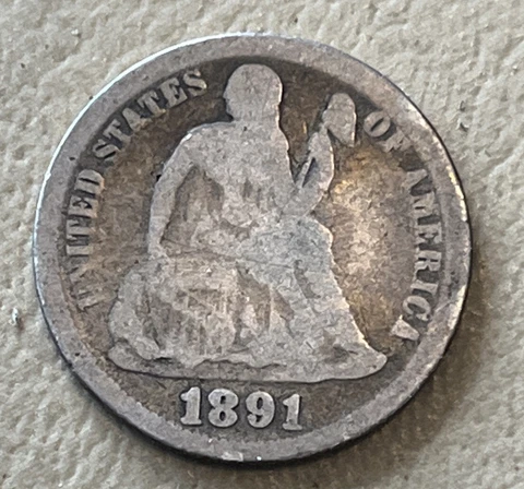1891 SEATED LIBERTY DIME 90% SILVER L85 Cover