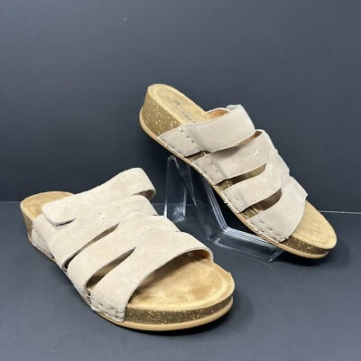 Womens Leather Sandal 9M Flat Open Toe Comfort Walking White Mountain Footbed - Image 1 of 4