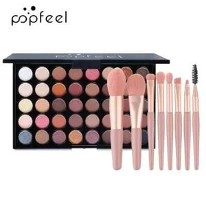40 Color Glitter Eye Shadow Palette Minerals Eyeshadow +8Pcs Brush Gifts Women - Picture 1 of 21