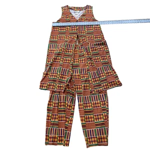 Vintage 90s CALIFORNIA GOLD RUSH Women 20 Dashiki Africa Print Pants Suit 2Piece - Picture 1 of 23