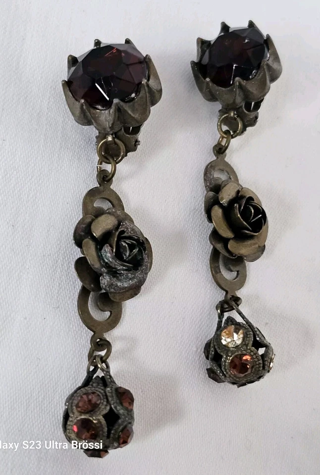 Babylon Paris Vintage Ohrhänger Ohrclips Kristall Clips Hänger Ohrschmuck - Bild 1 von 4