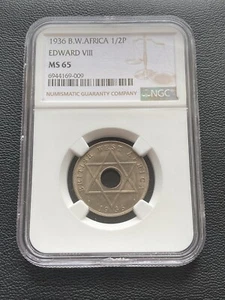 British West Africa 1936 1/2p Half Penny - Edward VIII - NGC graded MS65 - Picture 1 of 4