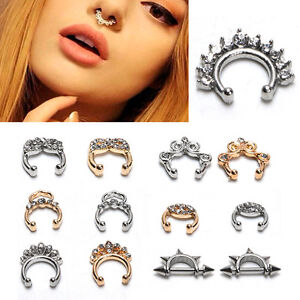 Fake Unisex Septum Clicker Nose Ring Non Piercing Hanger Clip On Jewelry`;v