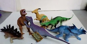 NEW LARGE 6 Pc 9"- 10" Long Dinosaur Action Figures LOT Jurassic T-REX World - Picture 1 of 11