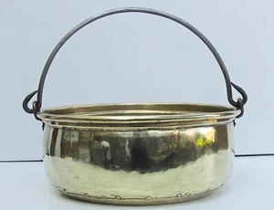 antike Messing Hexenkessel Blumentopf Blumenübertopf 34 cm Durchm.;Holland 1920 - Bild 1 von 8