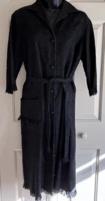 VTG 1950s Womens Dress Black Silk Handmade Rome Italy Sarakanda  Medium Fringe - Image 1 of 4