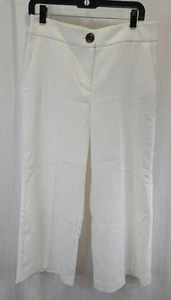 Ann Taylor Wide Leg Crop Pants Size 8 Women's White Dress Pants Workwear Beach - Picture 1 of 16