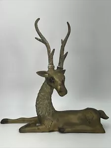 Große schwere Messing Antilope Hirsch Statue Figur Mid Century Hollywood Regency - Bild 1 von 10