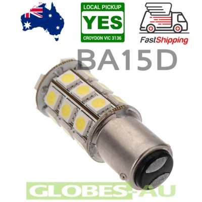 2x 12V LED BA15D LIGHT GLOBE WHITE 18 SMD 5050 Caravan Car Auto Indicator - Image 1 of 3