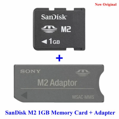 100% Genuine Original SanDisk M2 1GB Memory Card + Sony M2 MSAC-MMS Card Adapter - Image 1 of 3