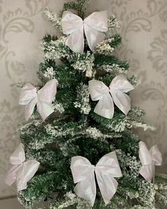 Weiß/schillernd 5"" Krawatte an Weihnachten Baumschleifen/10"" LED Baumspitze Schleifen - Bild 1 von 6