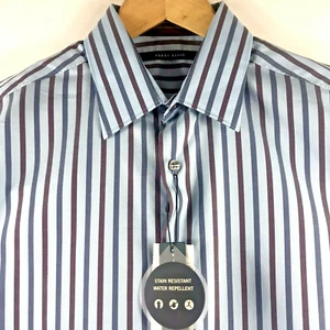 Perry Ellis Shirt Mens Small L/S Blue Vertical Striped Stain Water Repellent $79 - Picture 1 of 6