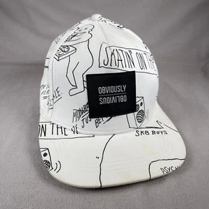 Obviously Skater Hat Mens White Snapback Cap H&M Grunge Punk All Over - Picture 1 of 11
